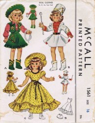 1561 MCCALLS 1950 14'' TONI DOLL WESTERN,  MAJORETTE OUTFITS, UNDIES, DRESS PATTERN UNCUT